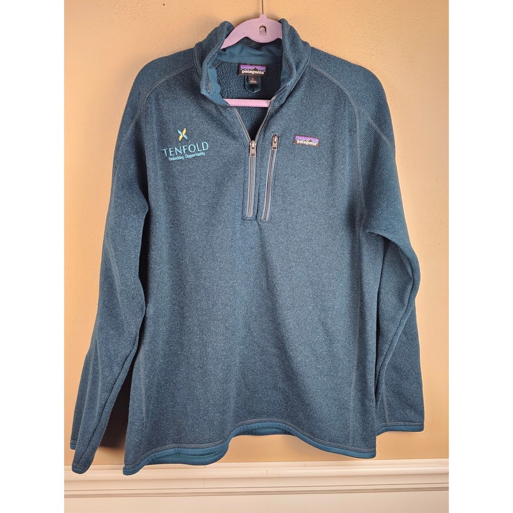 Patagonia Mens Dark Borealis Green 1/4 Zip Better Sweater Large - Embroidered